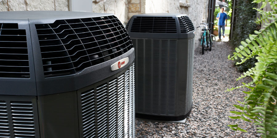 Trane units on the side of building
